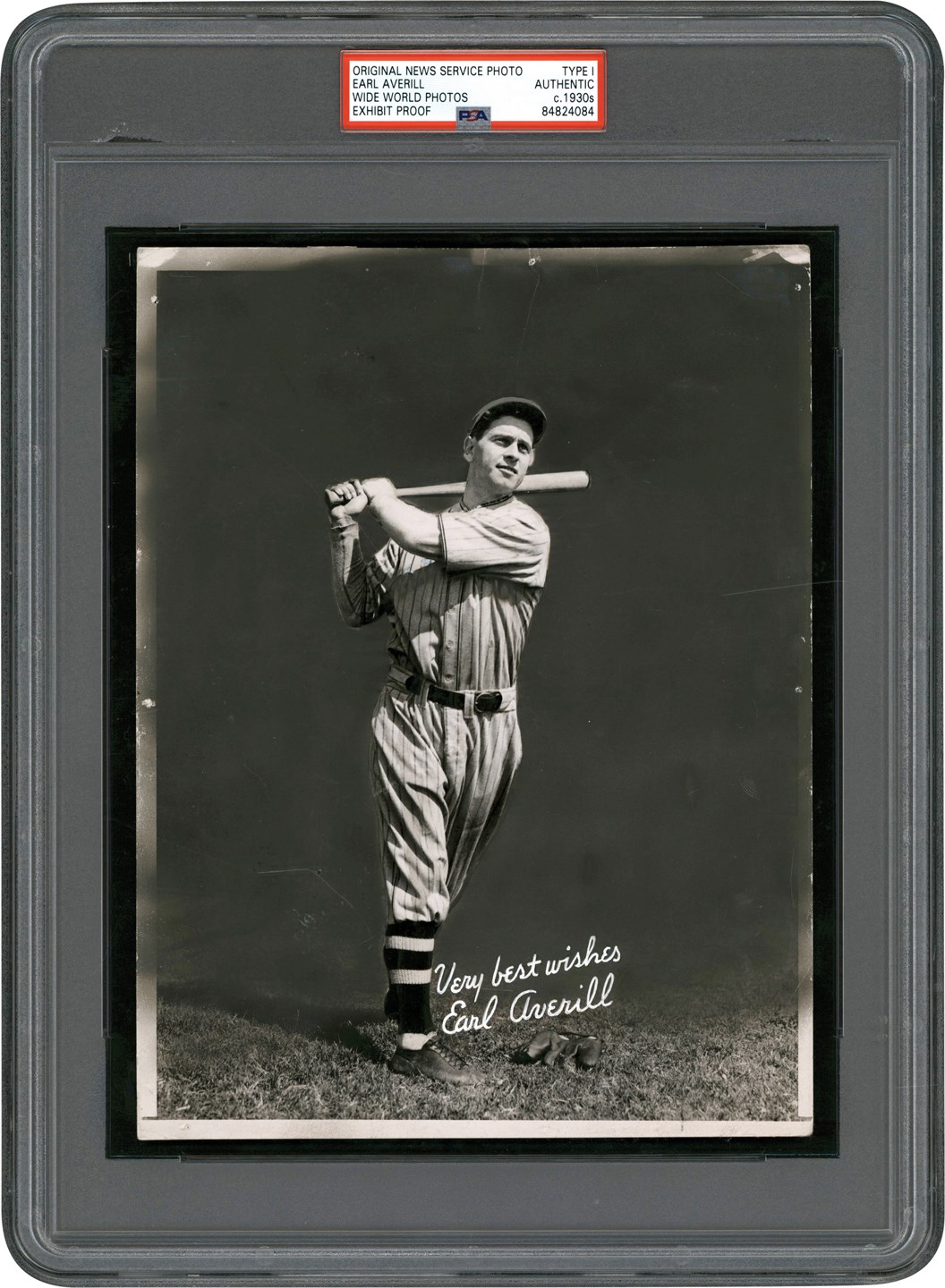 Vintage Sports Photographs - Original Earl Averill Photograph Used to Produce His 1939 Salutations Exhibit Card (PSA Type I)