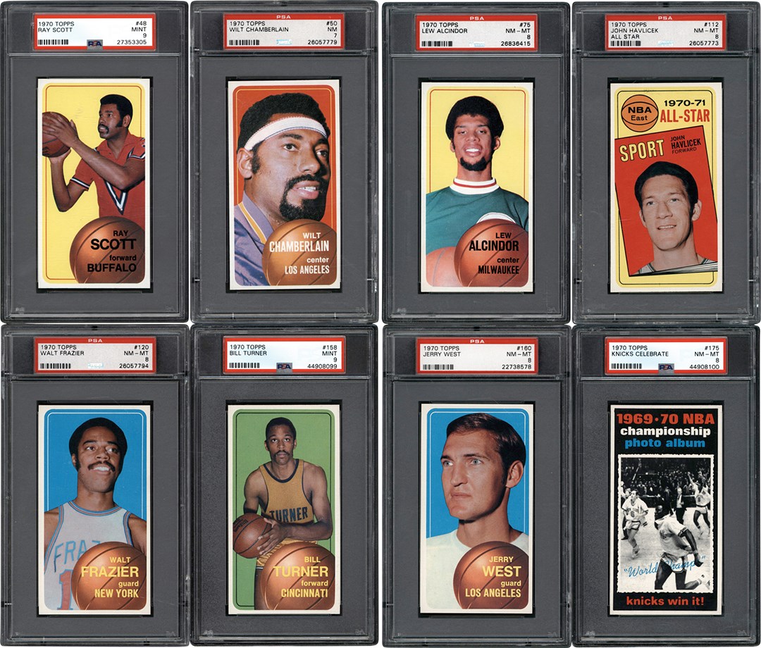 Basketball Cards - Incredible High Grade 1970-1971 Topps Basketball Near-Complete Set (174/175) w/Lew Alcindor PSA NM-MT 8