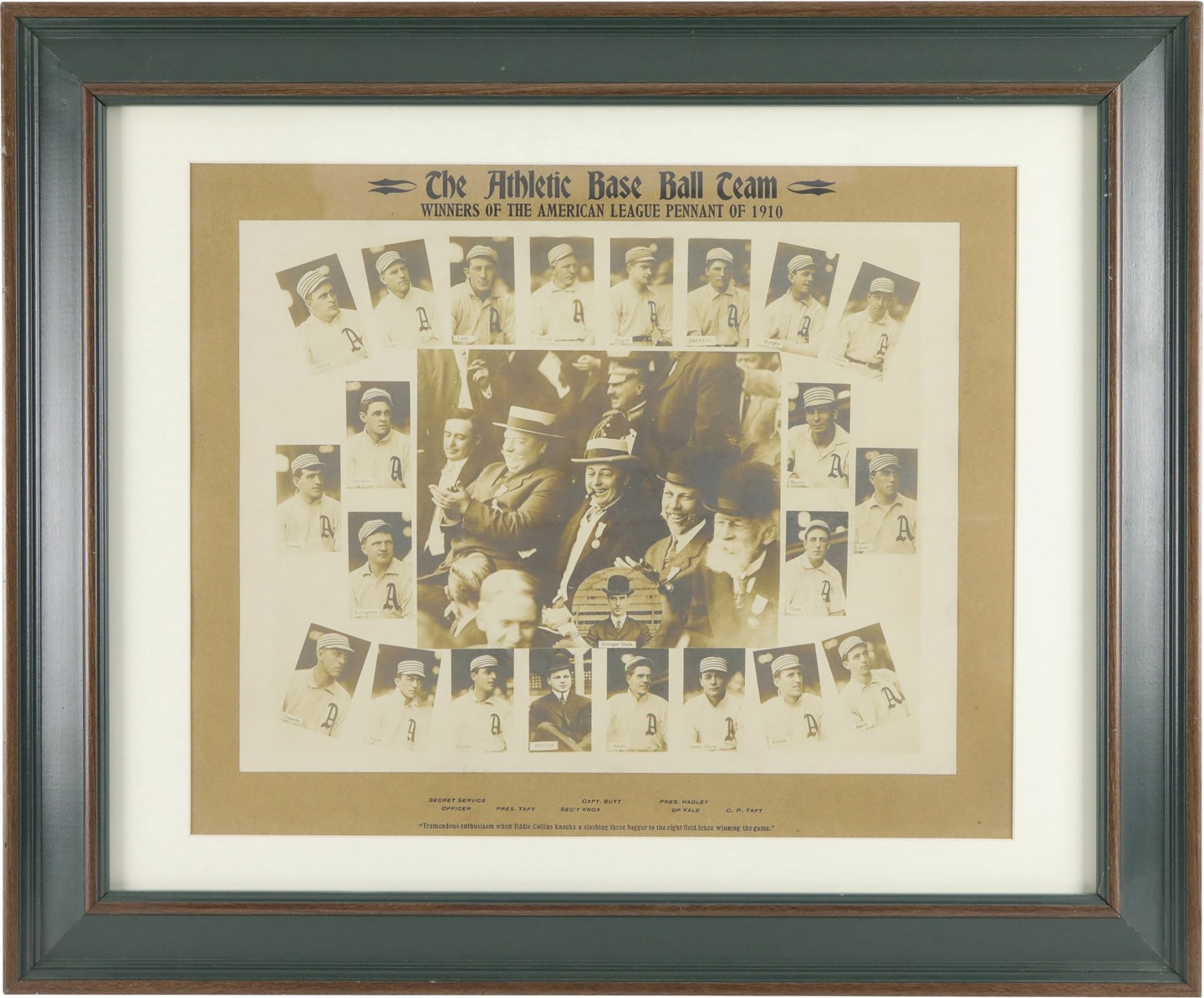 Baseball Memorabilia - 1910 Philadelphia Athletics World Champions Photographic Display