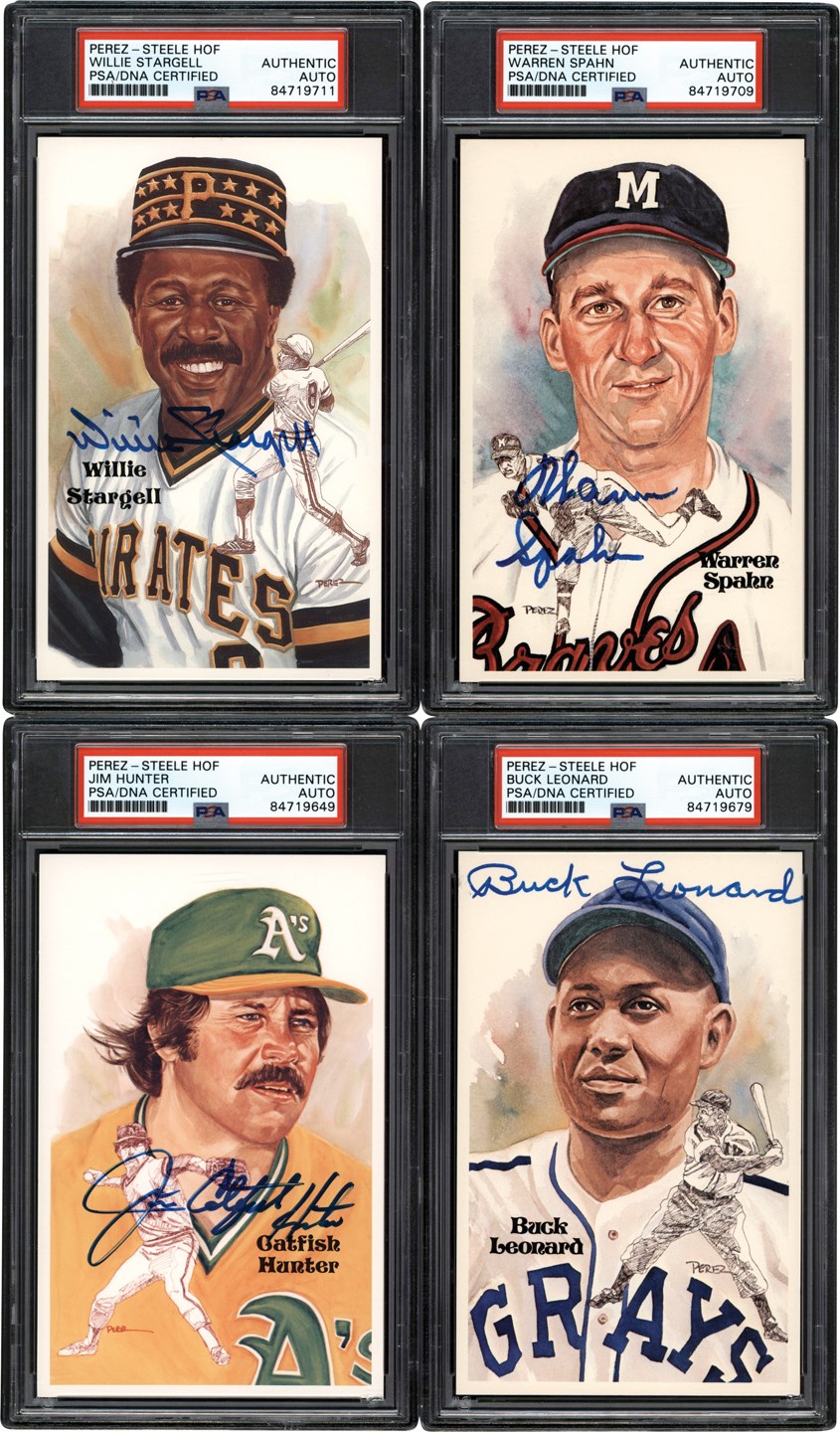 Baseball Autographs - Signed Perez-Steele Hall of Fame Postcard Collection (25) - Each Encapsulated by PSA