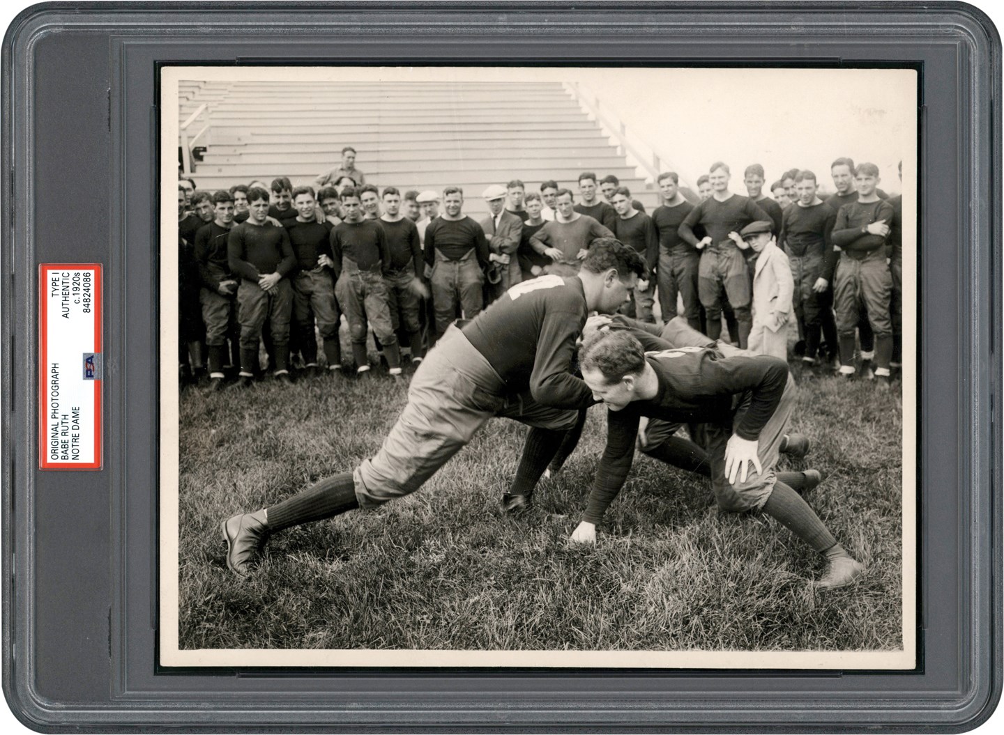 Vintage Sports Photographs - Babe Ruth On the Gridiron at Notre Dame Photograph (PSA Type I)