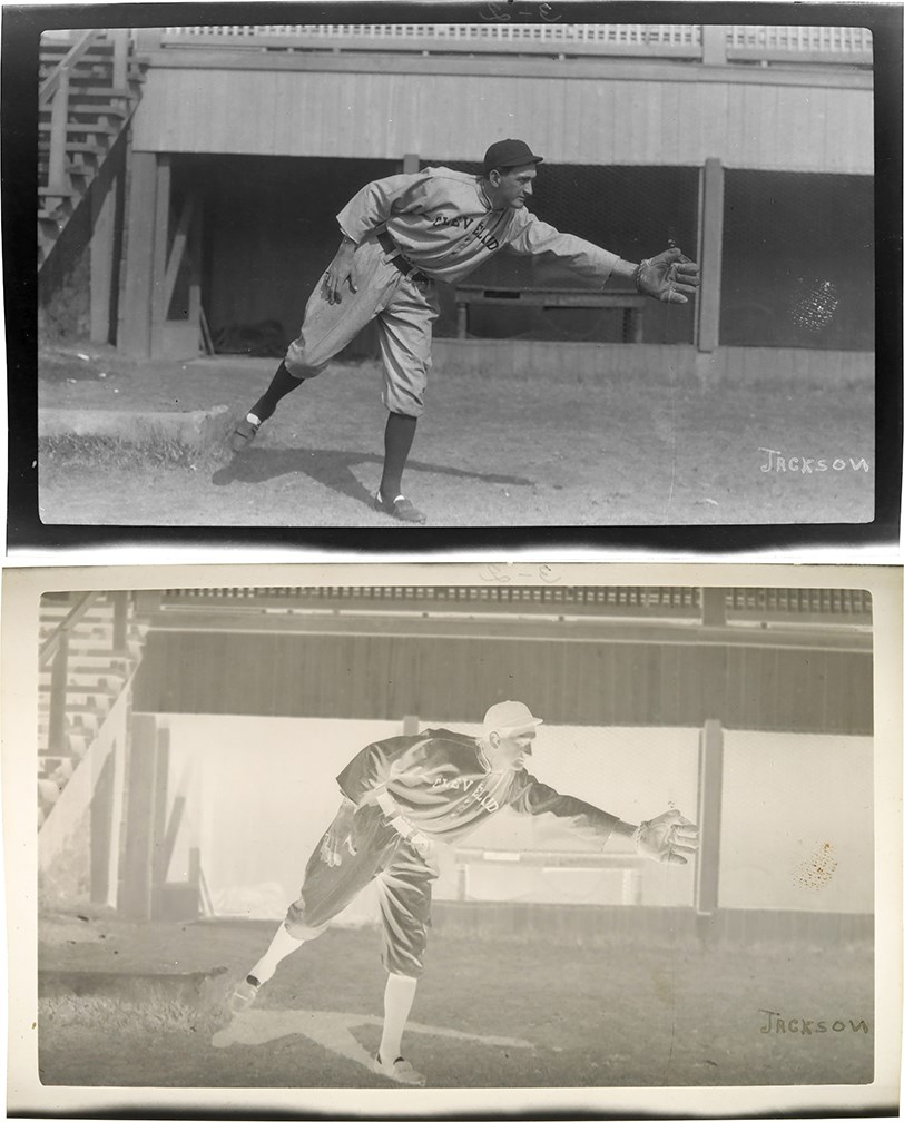 - Circa 1913 Joe Jackson Cleveland Indians Original Photographic Negative Used for 1914 B18 Blankets Card