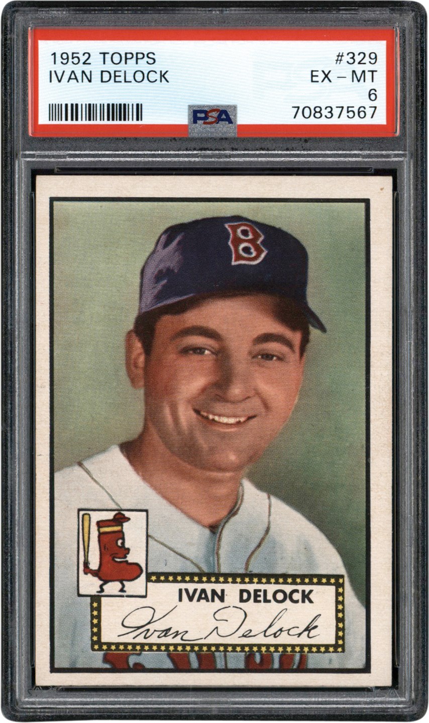 - 1952 Topps #329 Ivan Delock PSA EX-MT 6 - Newly Discovered Example