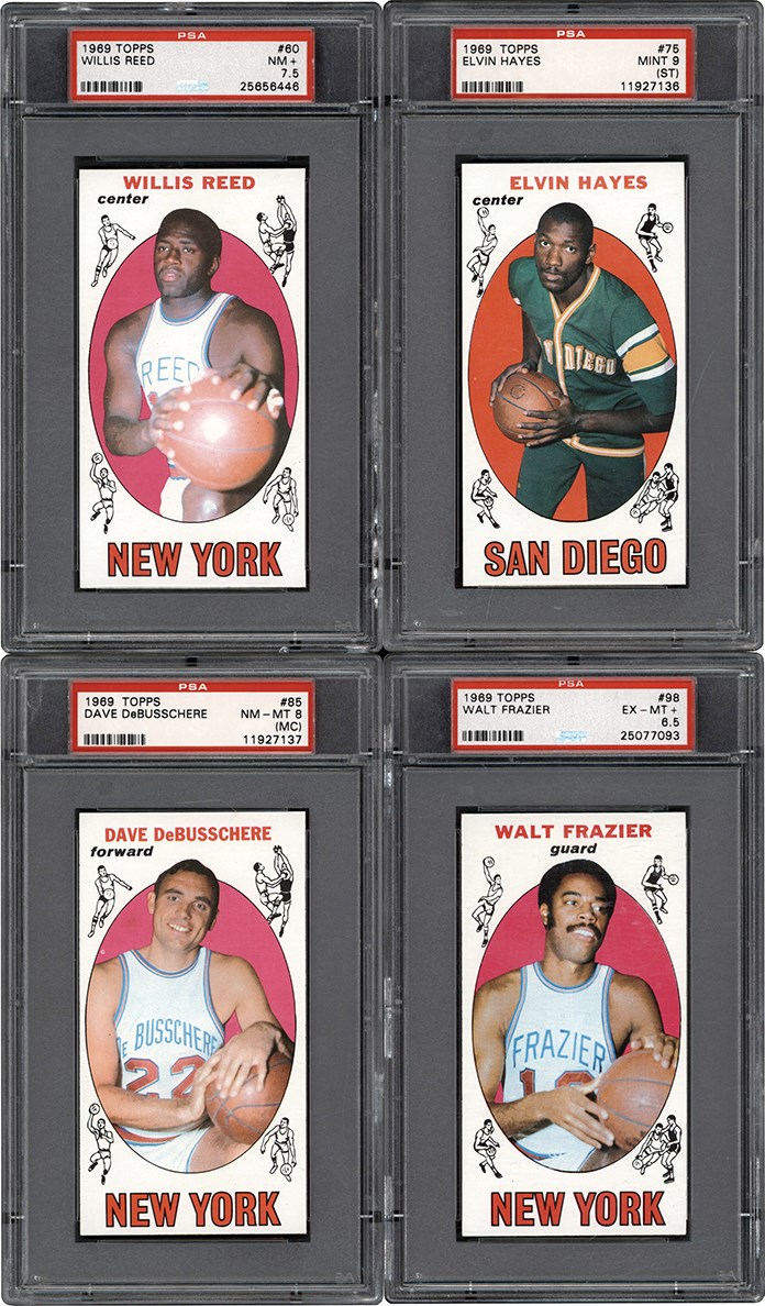 Basketball Cards - 1969-1970 Topps Basketball HOF Rookie Card Quartet (4) All PSA
