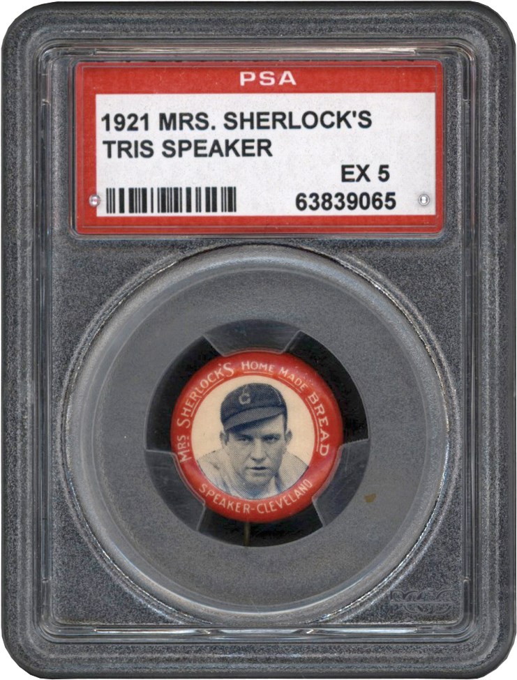 - 1921 Mrs. Sherlock's Tris Speaker Pinback PSA EX 5