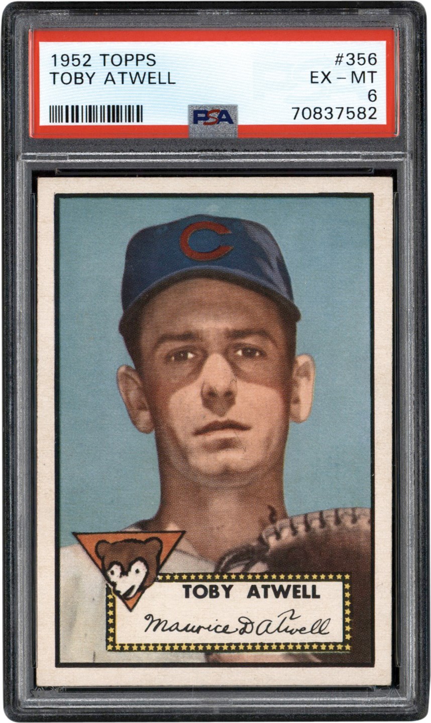 - 1952 Topps #356 Toby Atwell PSA EX-MT 6 - Newly Discovered Example