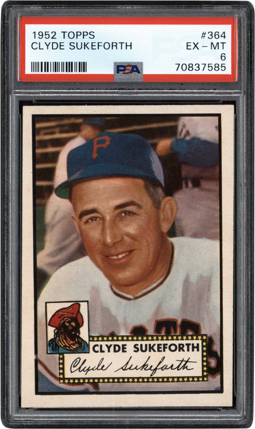 - 1952 Topps #364 Clyde Sukeforth PSA EX-MT 6 - Newly Discovered Example