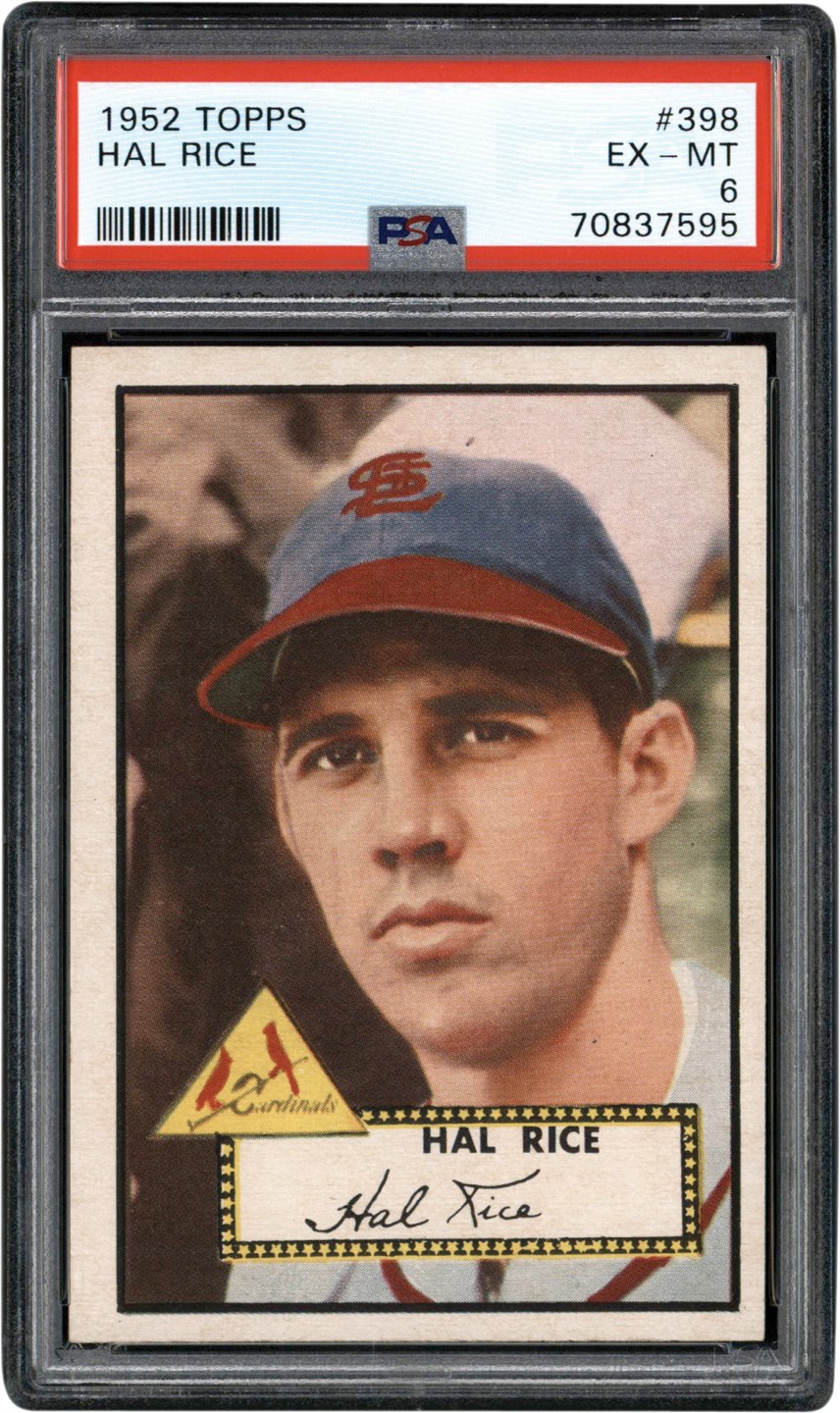 - 1952 Topps #398 Hal Rice PSA EX-MT 6 - Newly Discovered Example