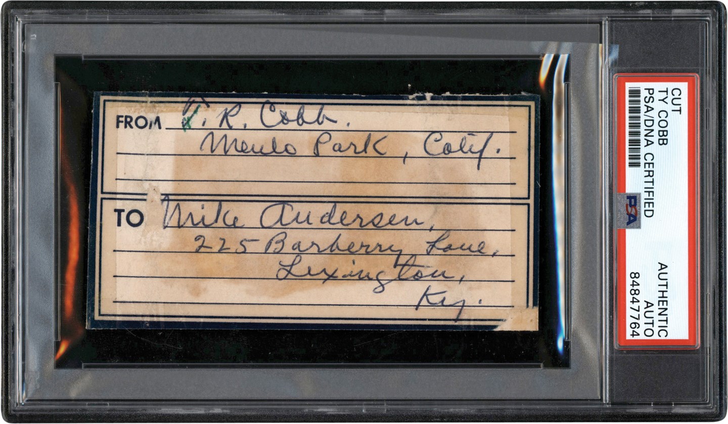 Baseball Autographs - Ty Cobb Signed Return Address Label (PSA)