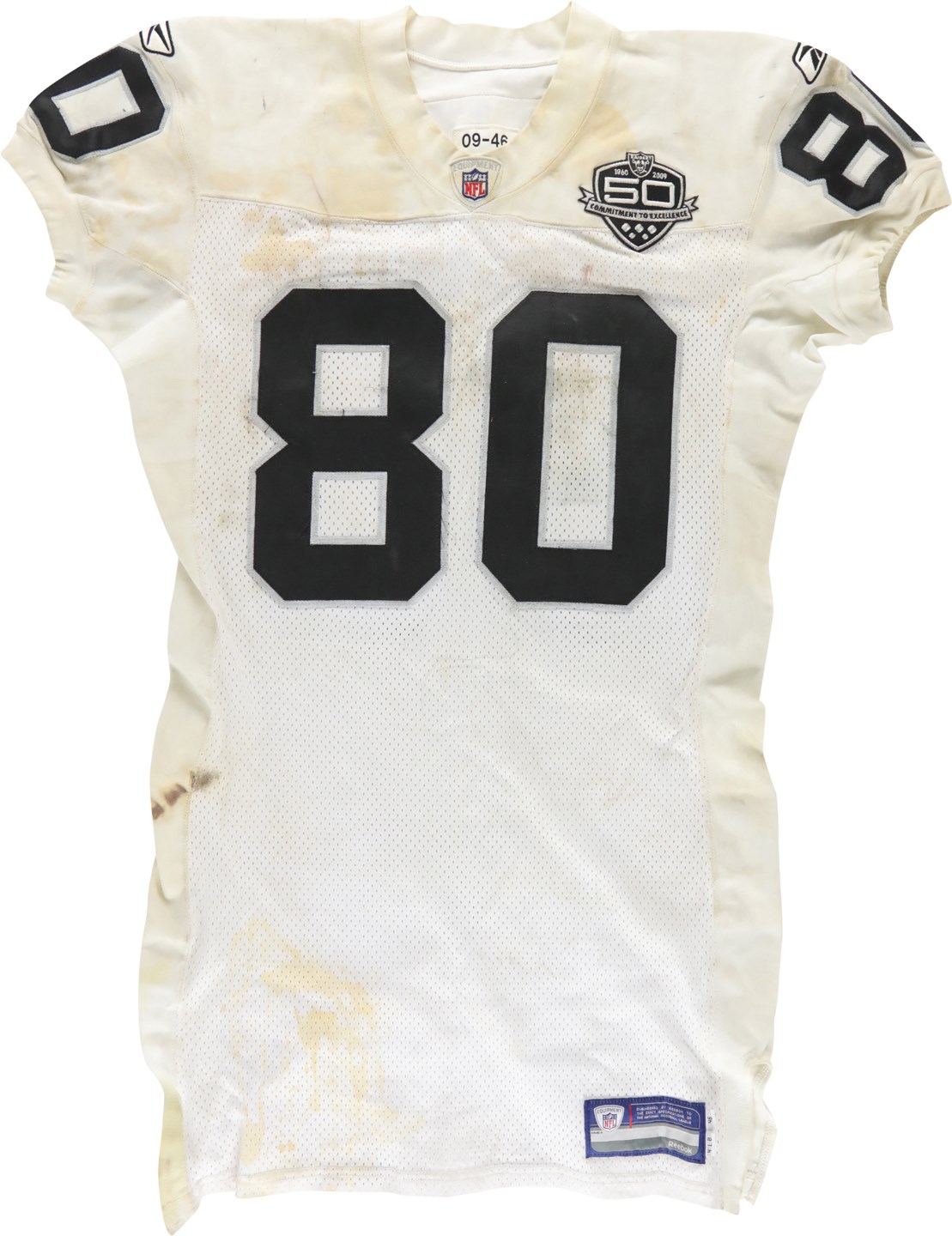 Football - 11/1/09 Zach Miller Unwashed Oakland Raiders Game Worn Jersey (Photo-Matched)