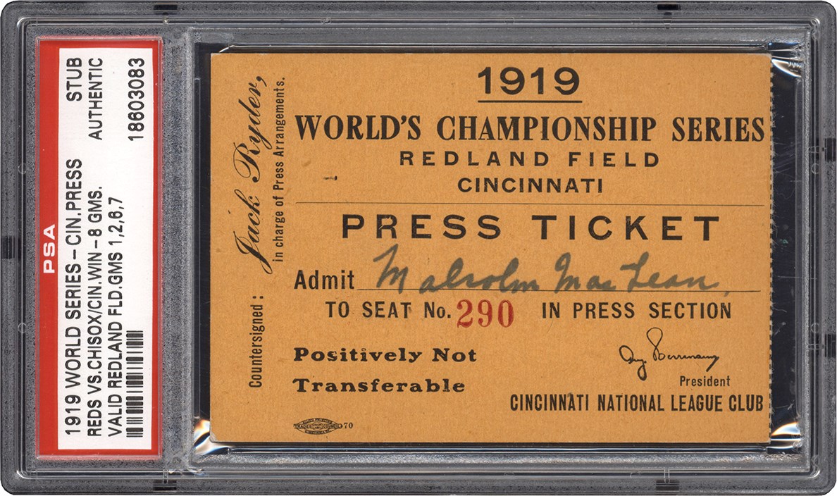 - are 1919 World Series Press Ticket - One of Two Known Examples (PSA)