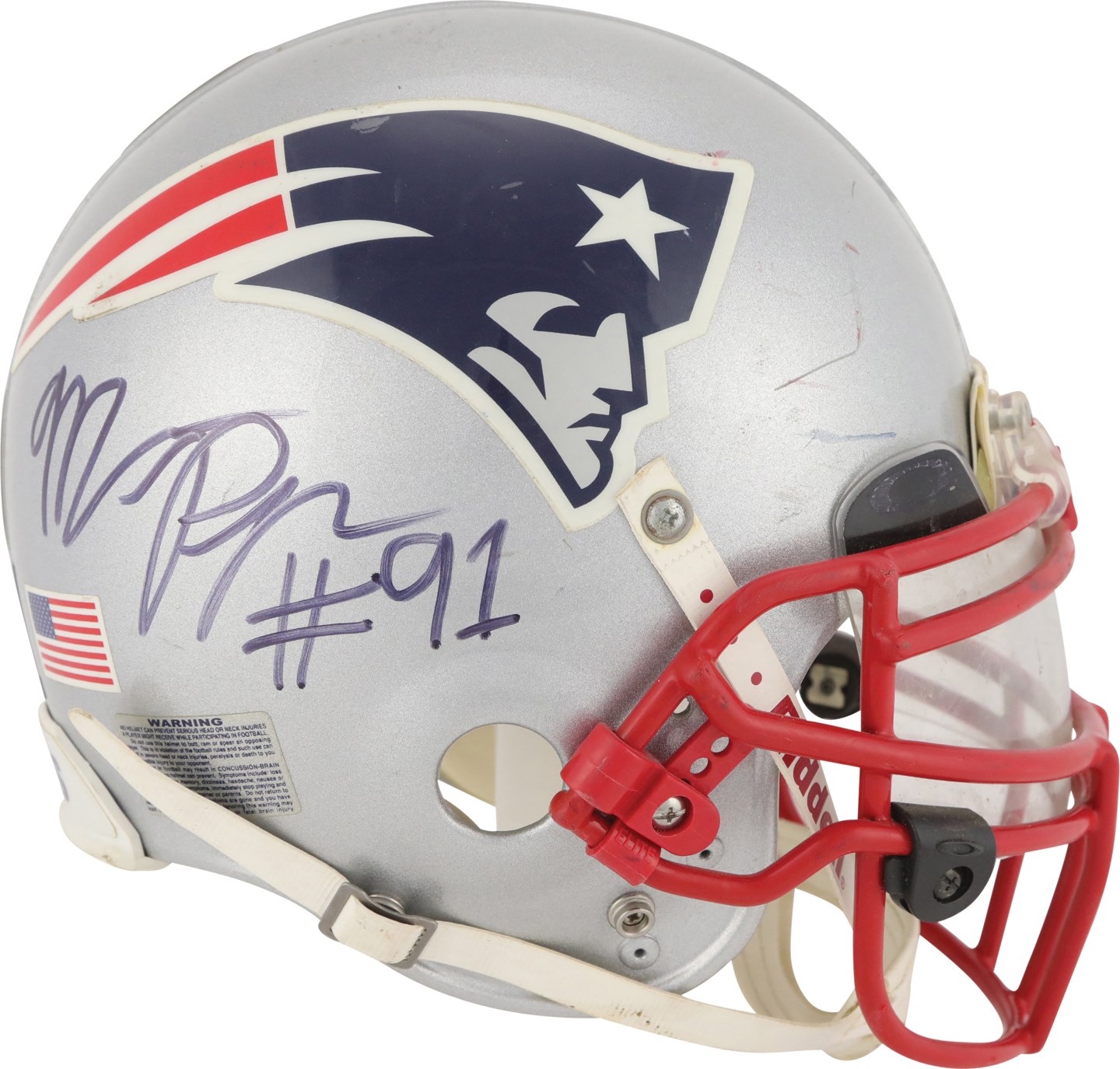 - Circa 2009 Myron Pryor Signed Game Used New England Patriots Helmet (PSA)