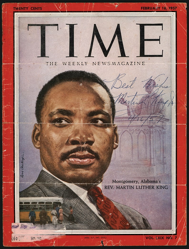- 1957 Martin Luther King Jr. Signed Inscribed "Best Wishes" Time Magazine Cover (JSA)