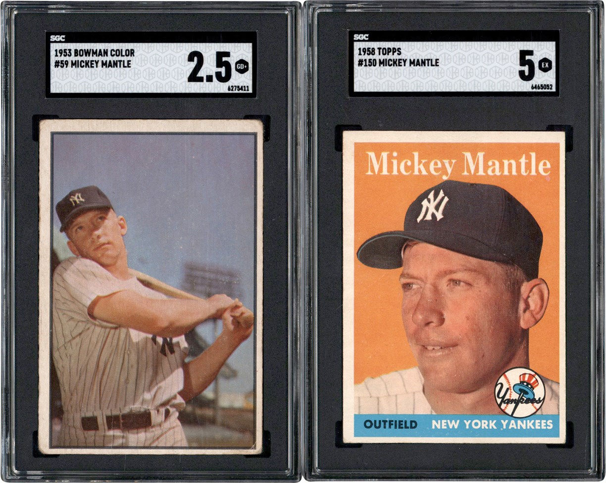 - 1953 Bowman & 1958 Topps Mickey Mantle SGC Duo (2)