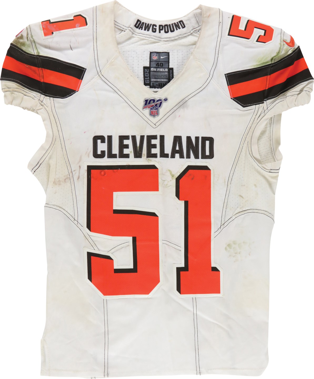 Football - 12/15/19 Mack Wilson Cleveland Browns "Interception" Unwashed Game Worn Jersey (Photo-Matched)
