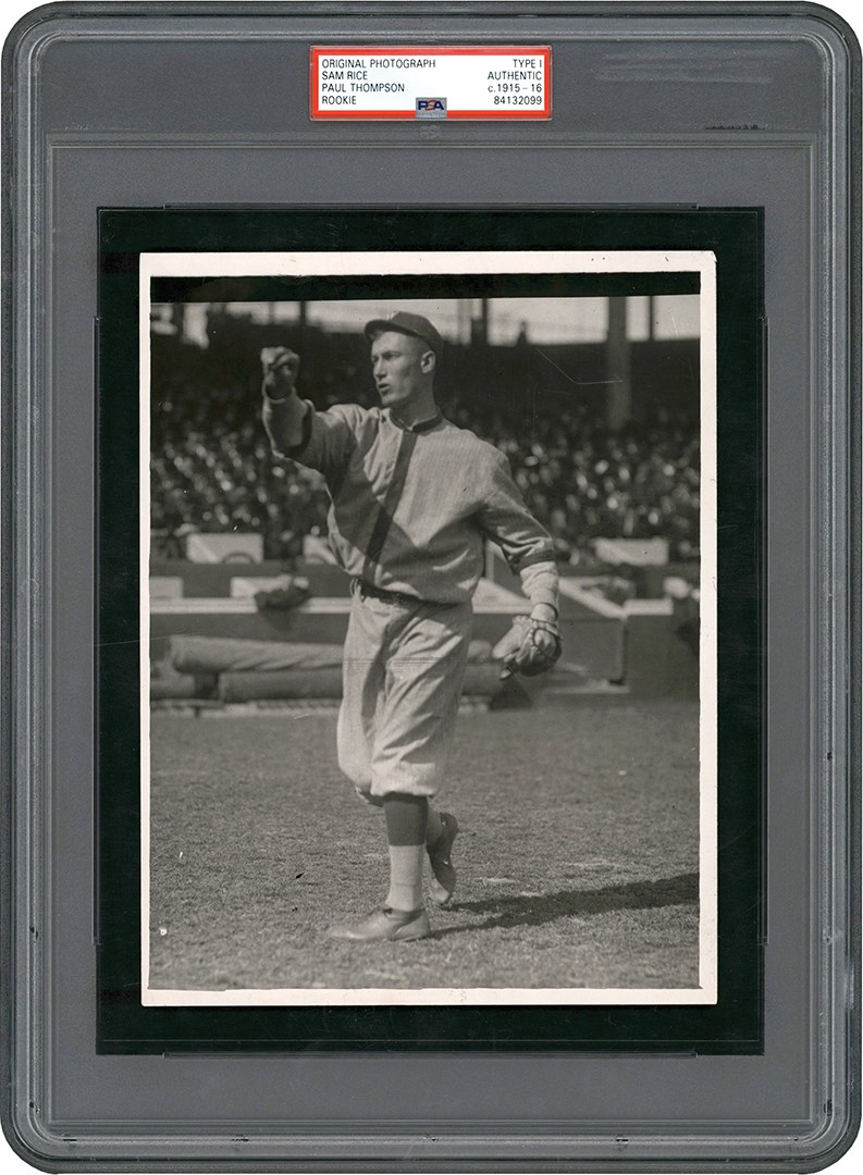 Vintage Sports Photographs - 1915 Sam Rice Rookie Photo by Paul Thompson (PSA Type I)