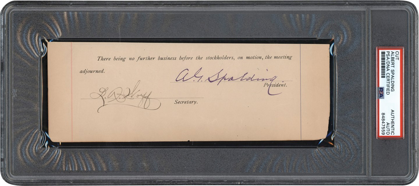 Baseball Autographs - A.G. Spalding Cut Signature from Spalding Document (PSA)