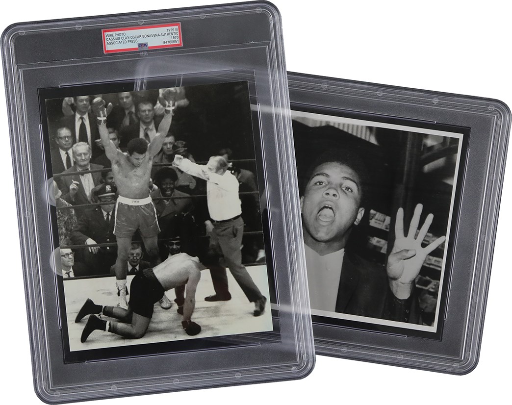 Vintage Sports Photographs - 1963 & 1970 Cassius Clay PSA Type III Photo Pair (2)
