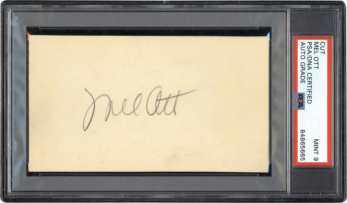 Baseball Autographs - Mel Ott Signature (PSA MINT 9 Auto)