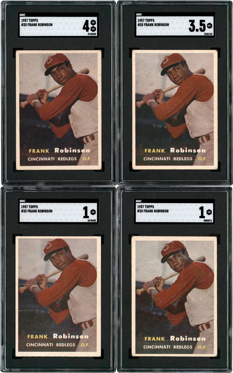 - 1957 Topps #35 Frank Robinson  Rookie Card Quartet (4) All SGC