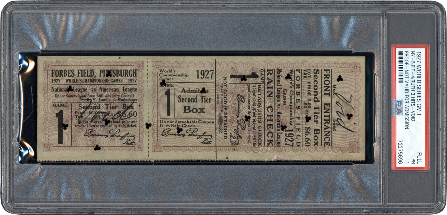 - 1927 World Series Game One Full Ticket Proof PSA PR 1 (Pop 1 of 2 - Highest Graded)