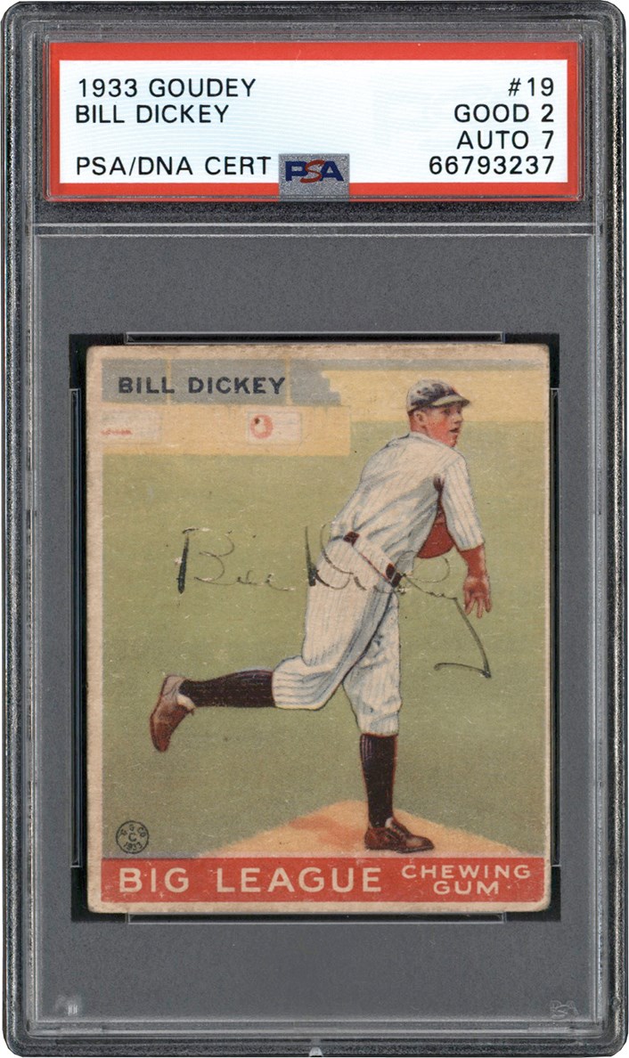 - Vintage Signed 1933 Goudey #19 Bill Dickey PSA GD 2 Auto 7