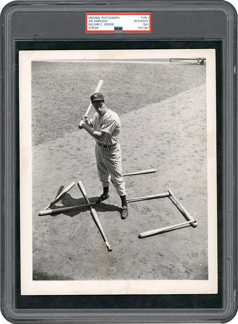 - Historic 1941 Joe DiMaggio Breaks the All-Time Hit Streak Record Original Photograph (PSA Type I)