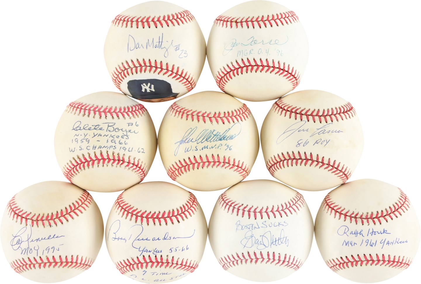 Baseball Autographs - New York Yankees Signed Inscribed Baseball Collection w/1961 World Champions (30)