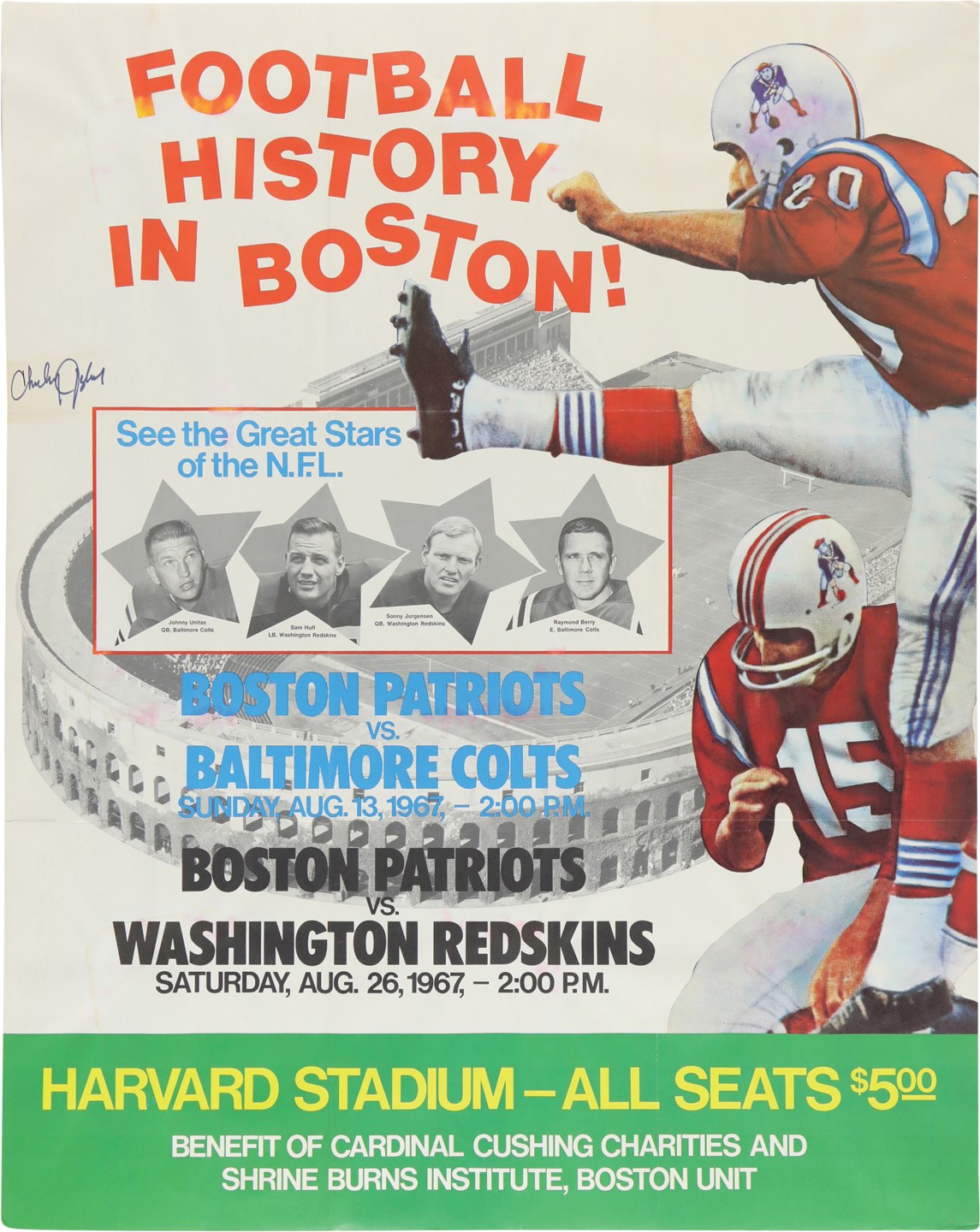 Football - Rare 1967 Football History in Boston Poster