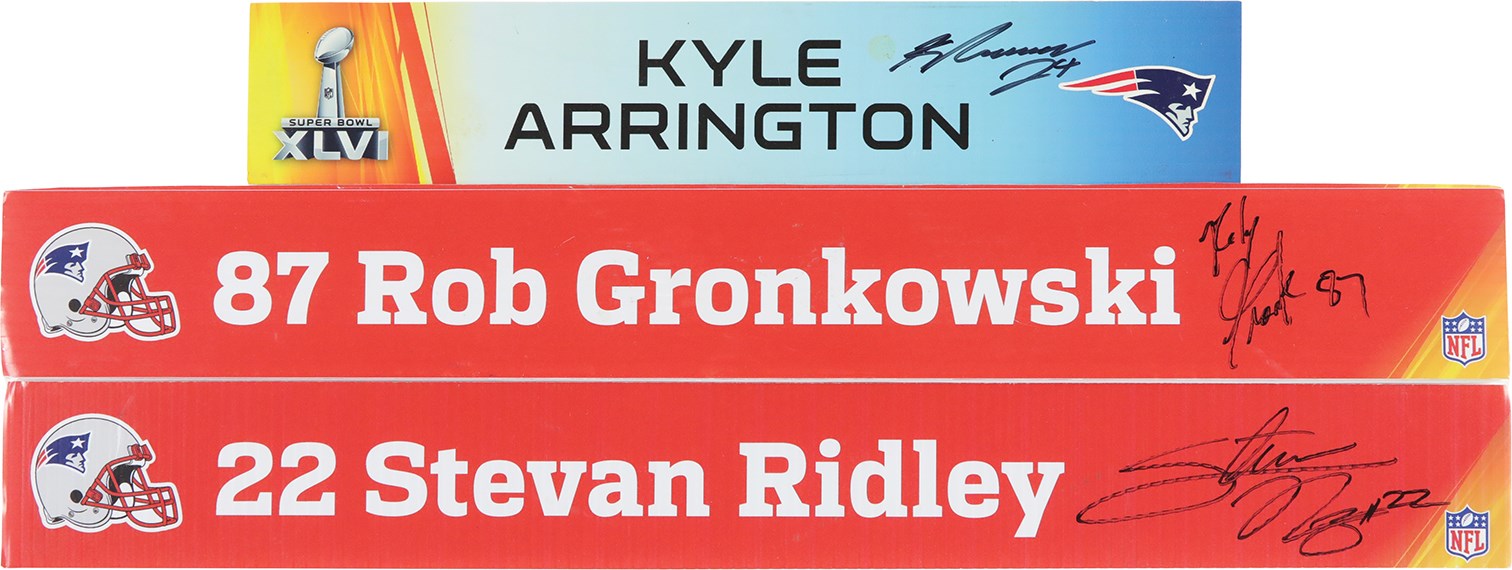 Football - Super Bowl XLIX Locker Name Plates - Rob Gronkowski, Kyle Arrington, and Stevan Ridley