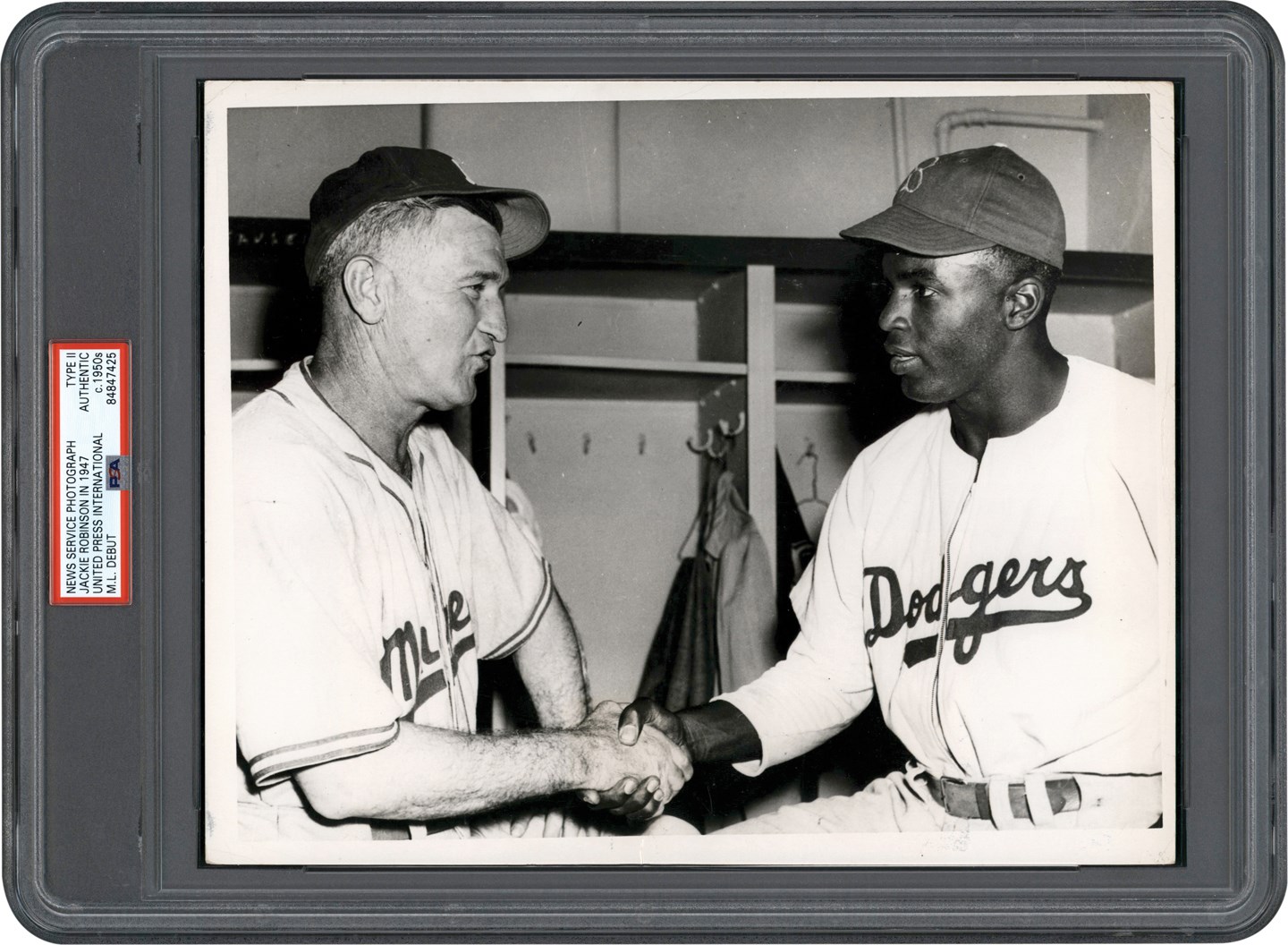 - 1947 Jackie Robinson Joins the Brooklyn Dodgers Photograph - First Time in a Dodgers Uniform (PSA Type II)