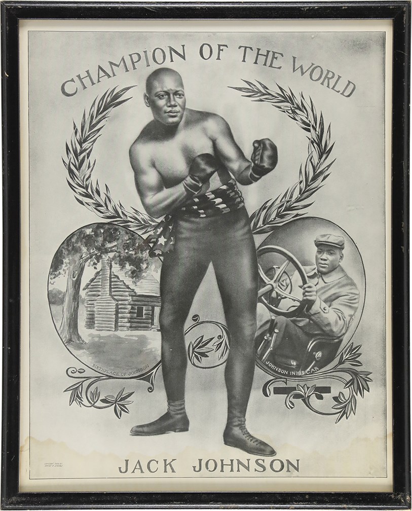- Stunning 1909 Jack Johnson "Champion of The World" Print