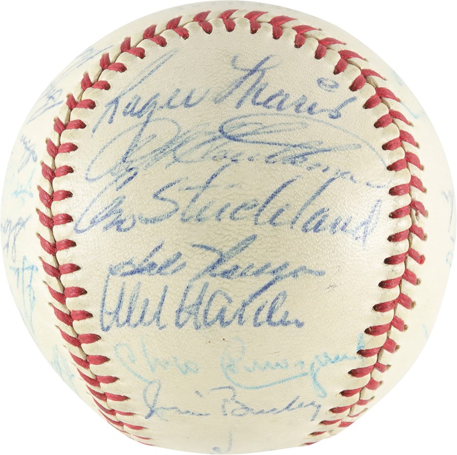 - High-Grade 1957 Cleveland Indians Team-Signed Baseball w/Roger Maris Rookie Auto (JSA)