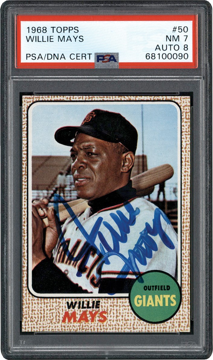 - Signed 1968 Topps #50 Willie Mays PSA NM 7 Auto 8 (Pop 1 One Higher)