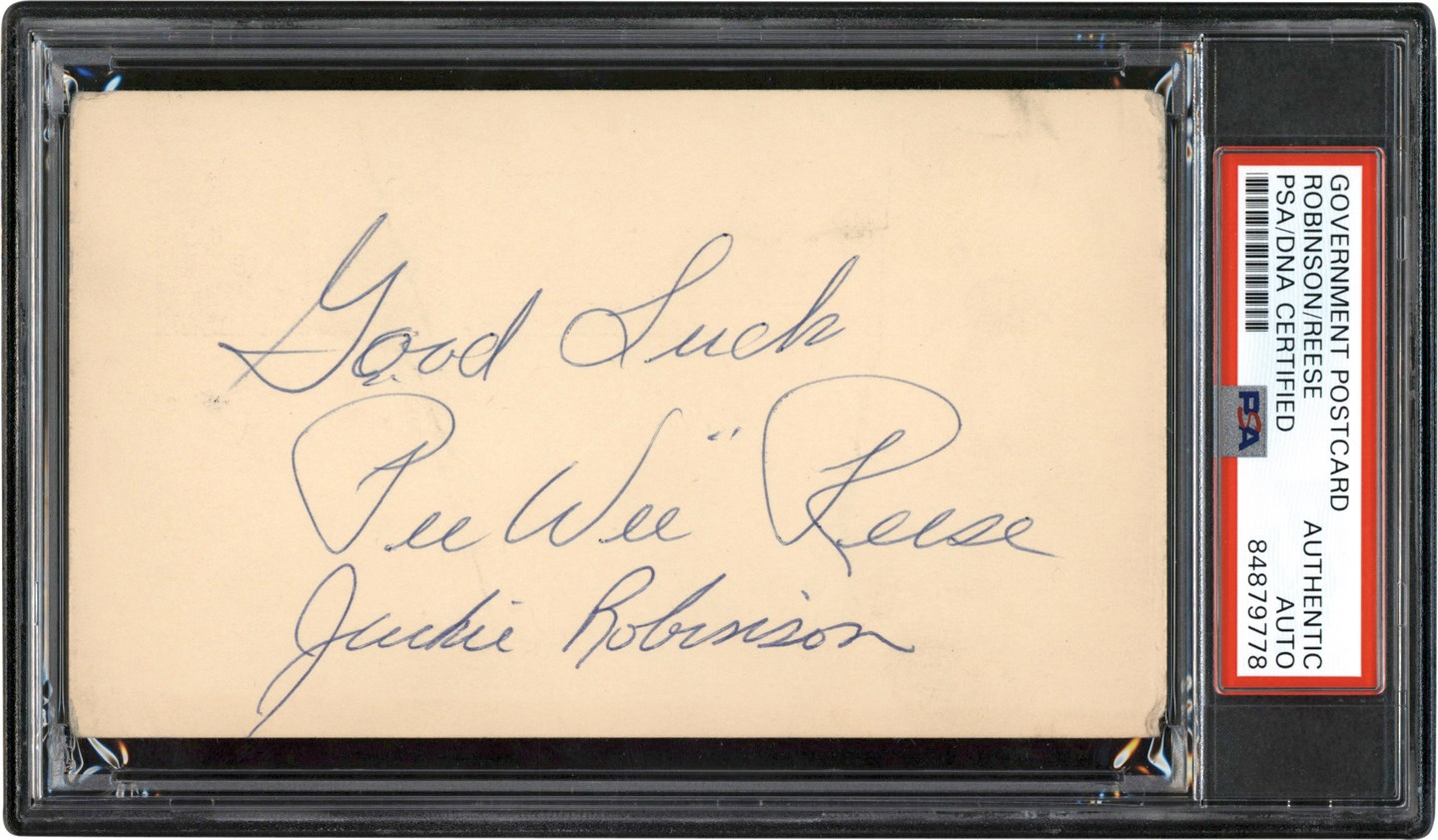 - Jackie Robinson & Pee Wee Reese Signed Government Postcard (PSA)