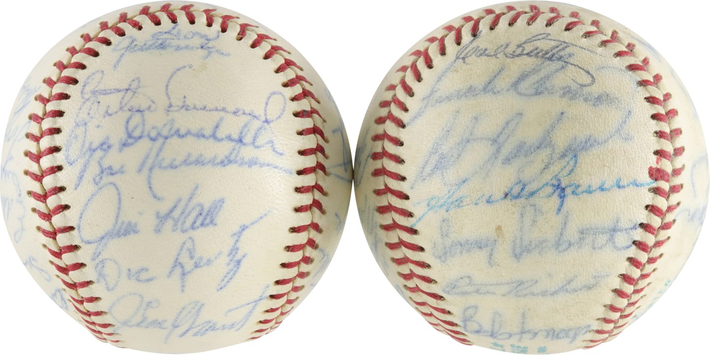 Baseball Autographs - 1965 & 1966 American League Team-Signed Baseball Collection (2) Ex-Al Kaline Collection