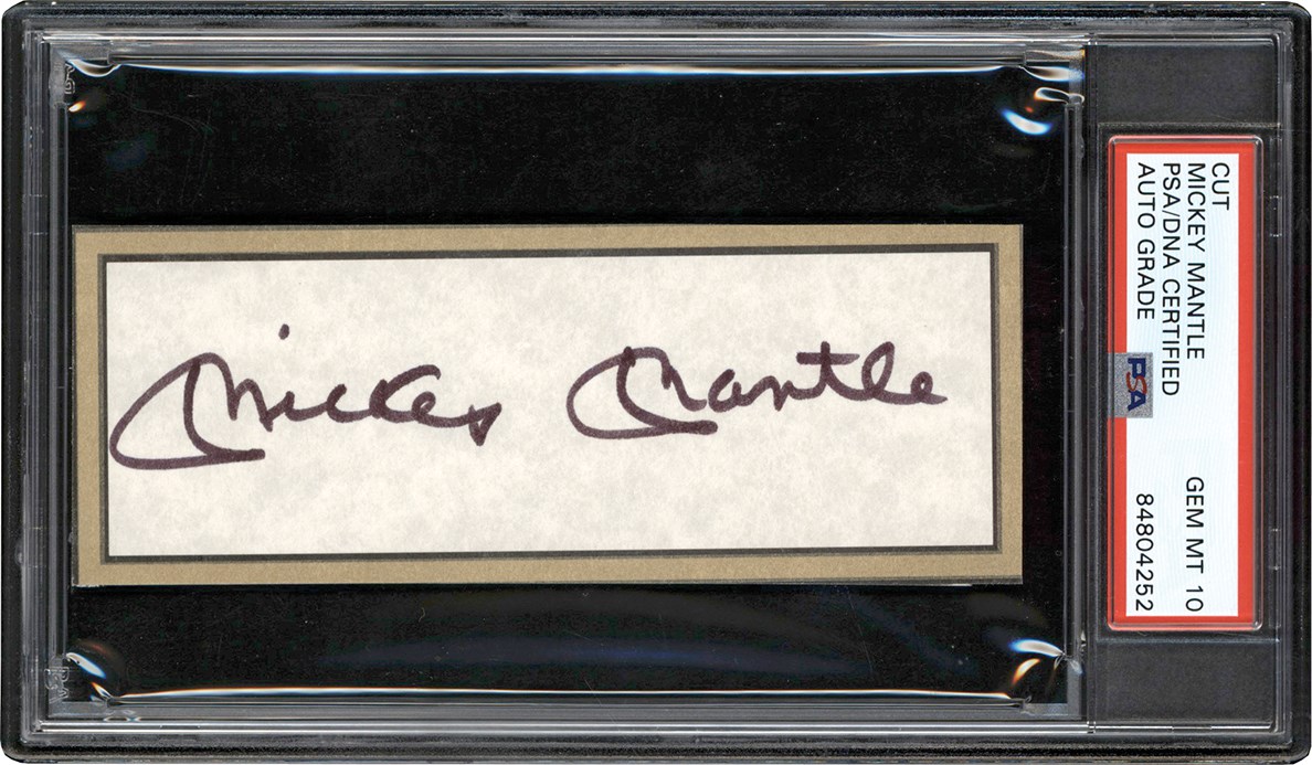 Baseball Autographs - 1990 Mickey Mantle Cut Signature PSA GEM MINT 10