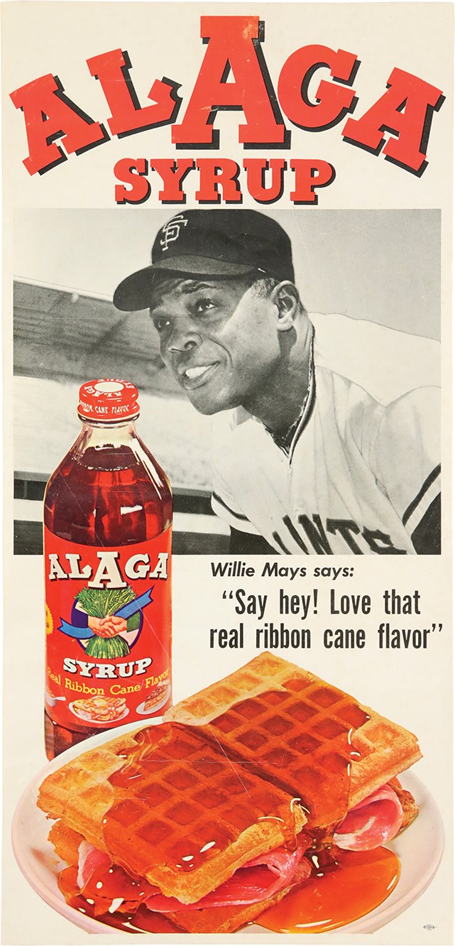 Baseball Memorabilia - 1960s Willie Mays Alaga Syrup Store Window Display