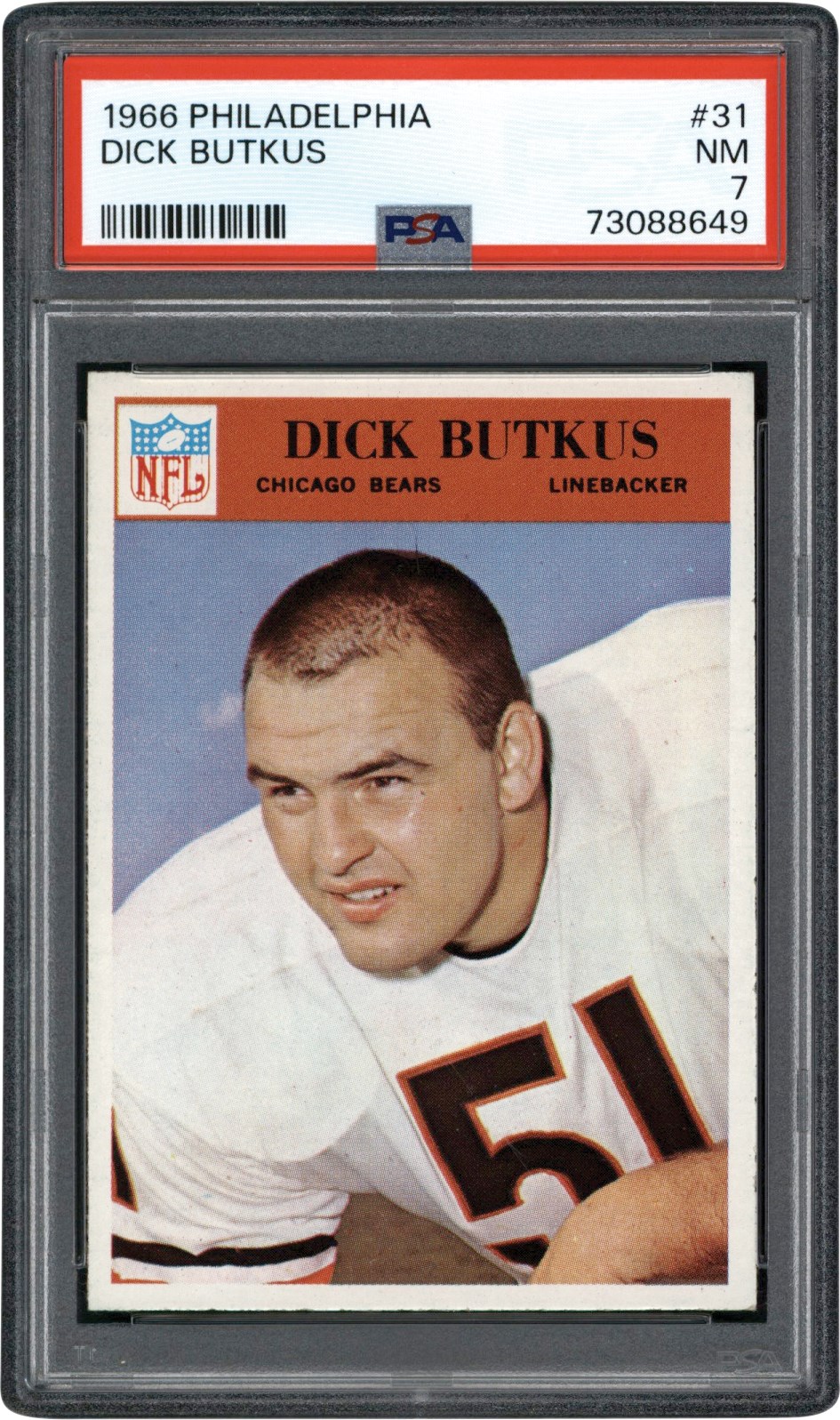 - 1966 Philadelphia Football #36 Dick Butkus Rookie PSA NM 7