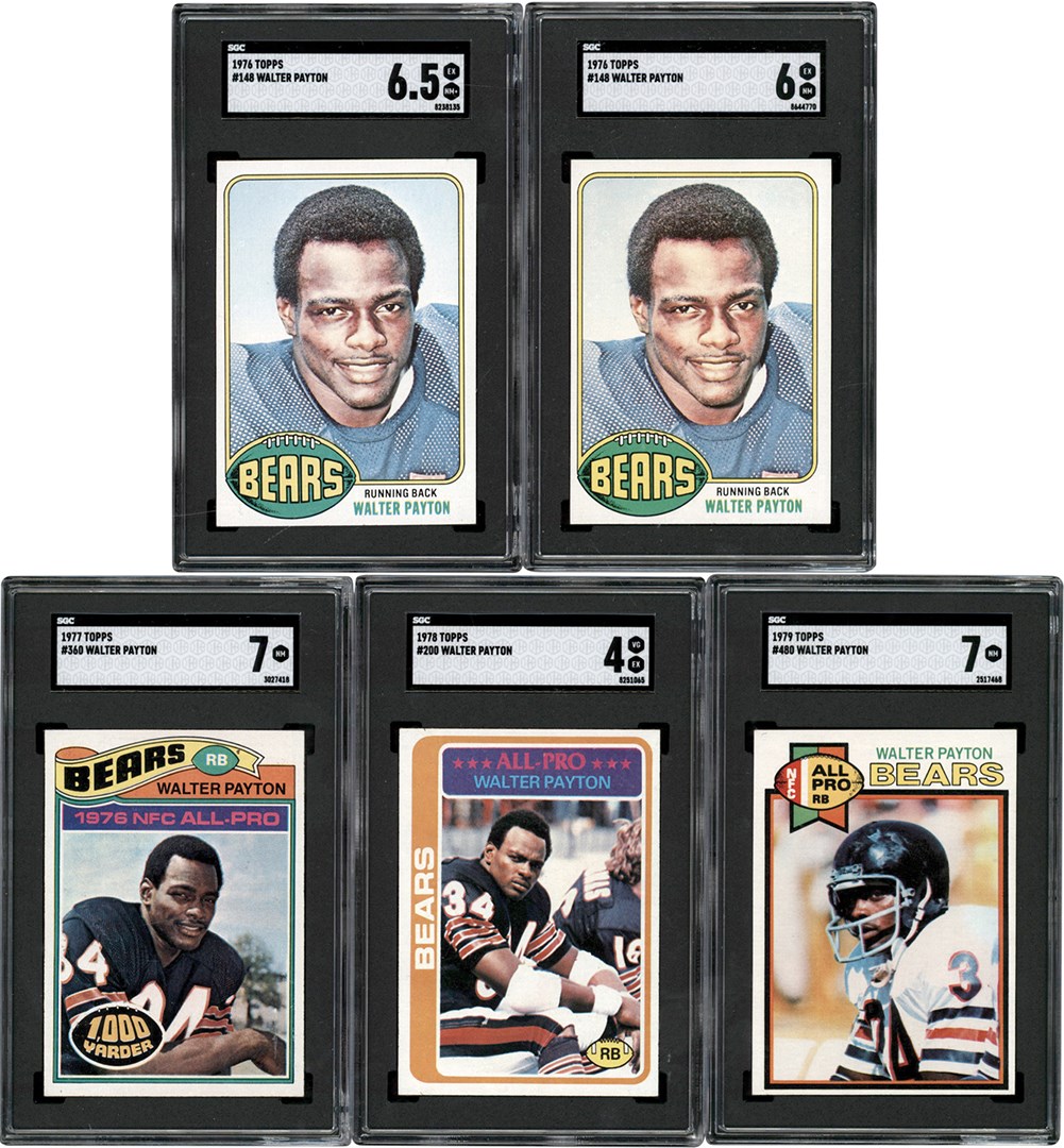 - 1976-1979 Walter Payton Topps Collection w/Two Rookies (5)