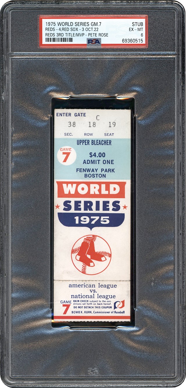 - 1975 World Series Game 7 Ticket Stub PSA EX-MT 6 (Pop 1 of 2 Highest Graded)