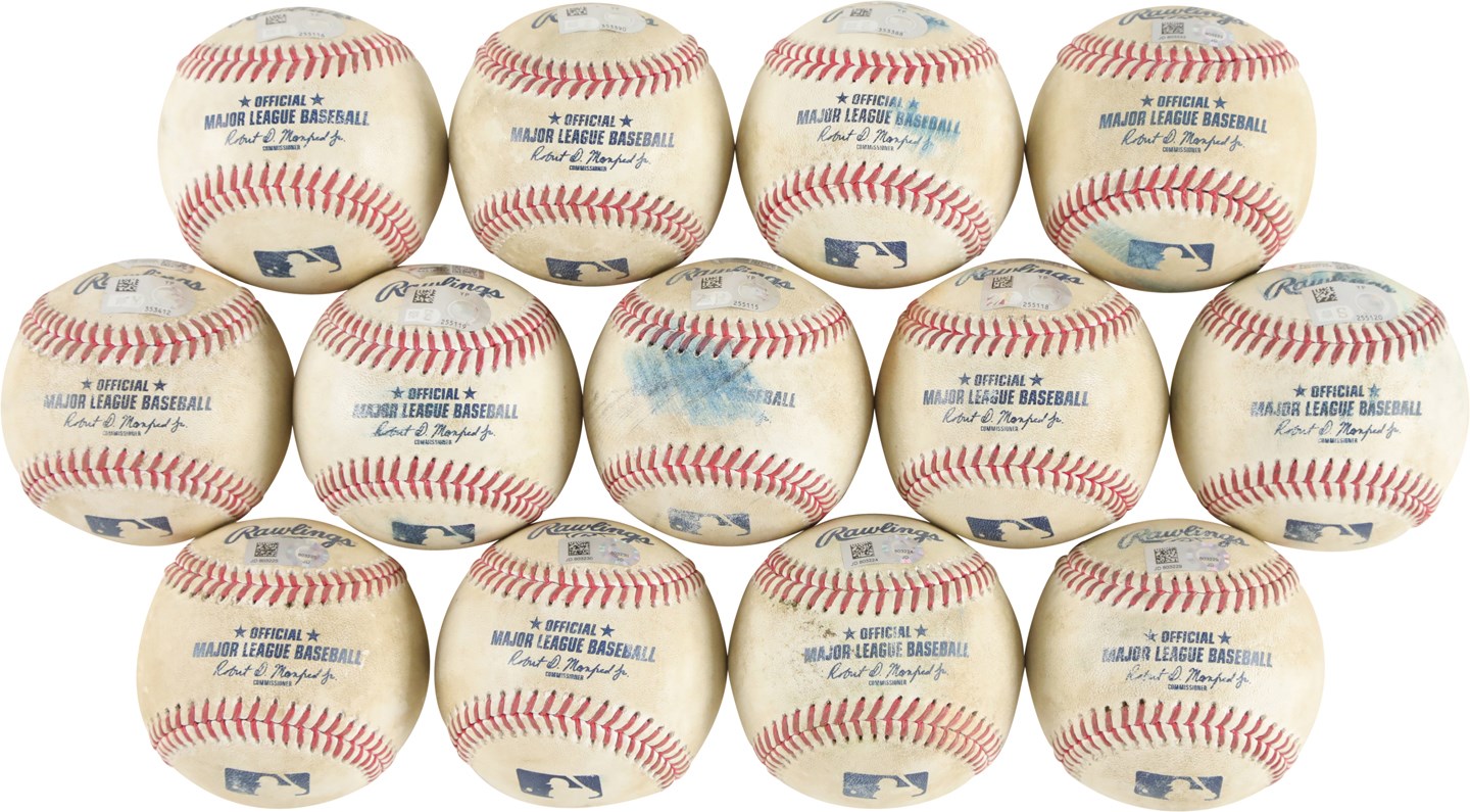 - October 2022 Aaron Judge Home Run Chase Game Used Baseballs (13) from 9/30, 10/1, 10/2 Yankees vs. Orioles (MLB & Fanatics)