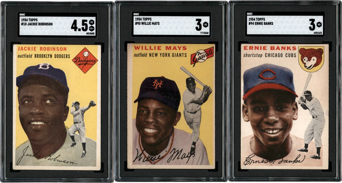 - 1954 Topps Hall Of Fame Trio w/Ernie Banks Rookie Card (3) All SGC