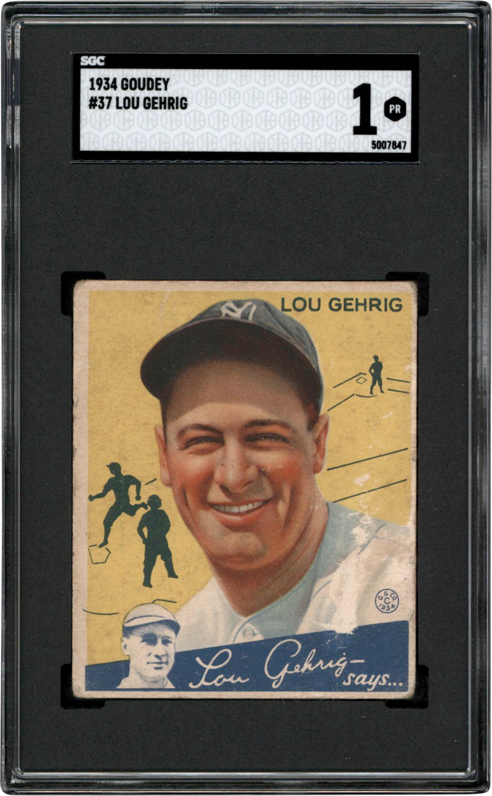 - 1934 Goudey #37 Lou Gehrig SGC PR 1