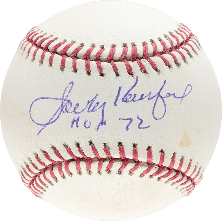 - Sandy Koufax Single-Signed Baseball w/"HOF 72" Notation (PSA)