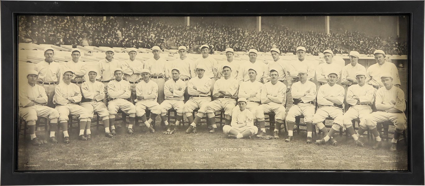 Vintage Sports Photographs - 1913 New York Giants Panoramic Photograph w/Rookie Jim Thorpe
