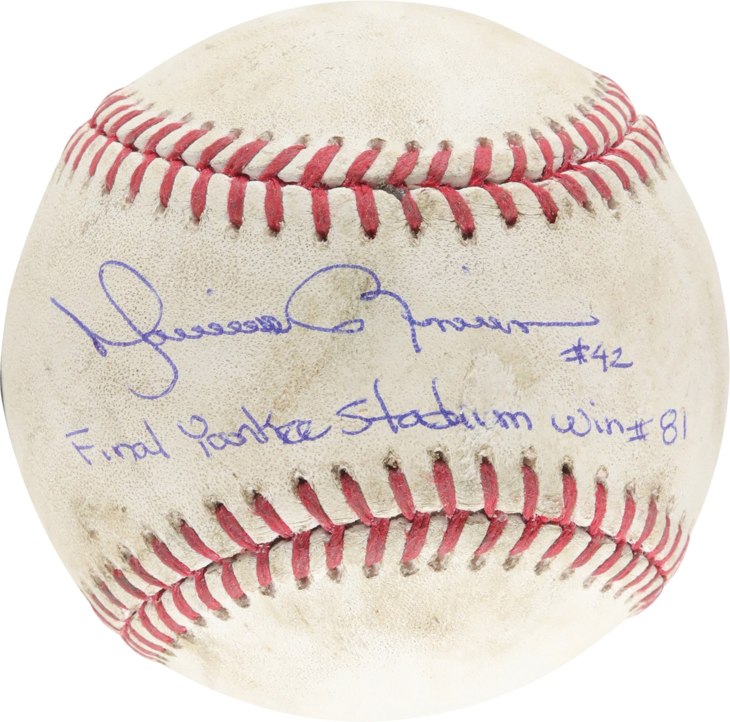 - 9/8/13 Mariano Rivera Signed Inscribed Game Used Baseball from Final Yankee Stadium Win (MLB and PSA GEM MINT 10 Auto)
