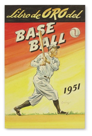 Cuban Baseball - Babe Ruth Original Cover Art for 1951 Cuban Baseball Yearbook