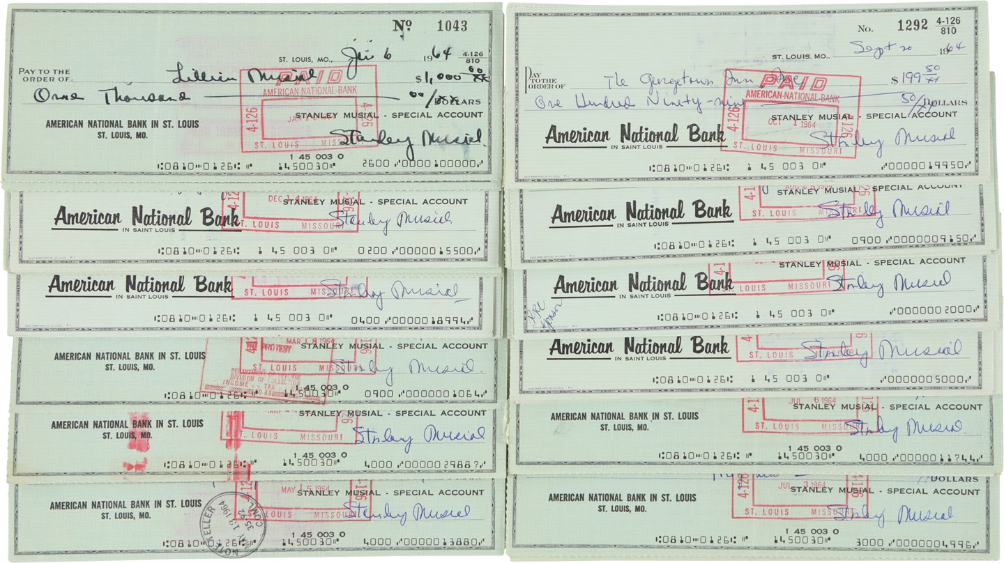 1964 Stan Musial Signed Bank Checks (100)