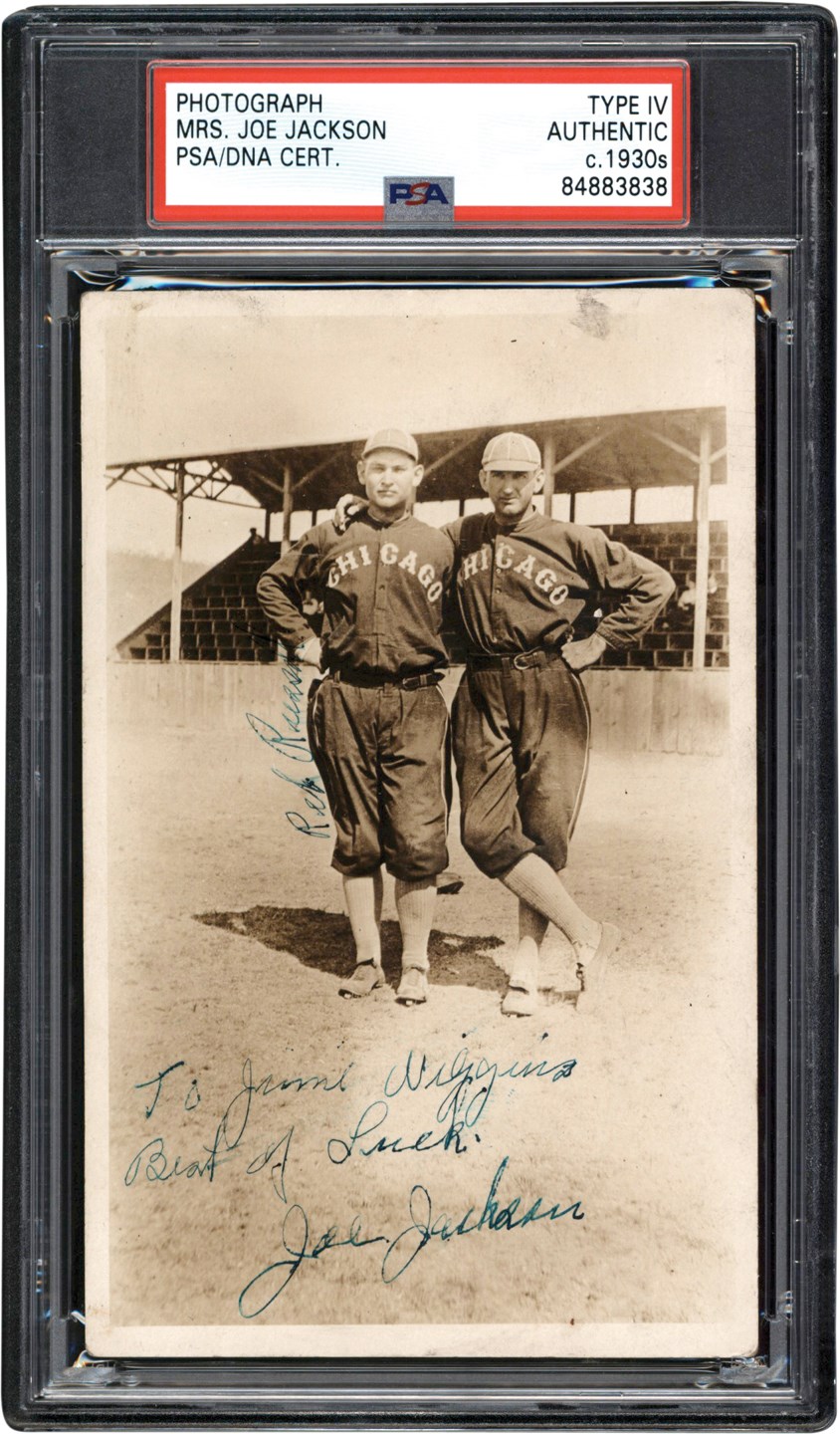 Baseball Autographs - Circa 1915 Joe Jackson Photograph Signed by Mrs. Joe Jackson (ex-Jim Wiggins Collection)